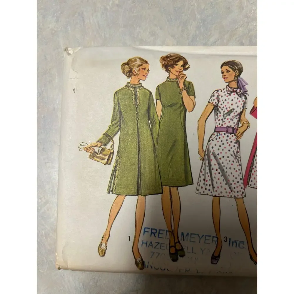 Vintage 1970 Simplicity Pattern #9157 Misses Women's Coat and Dress Size‎ 14